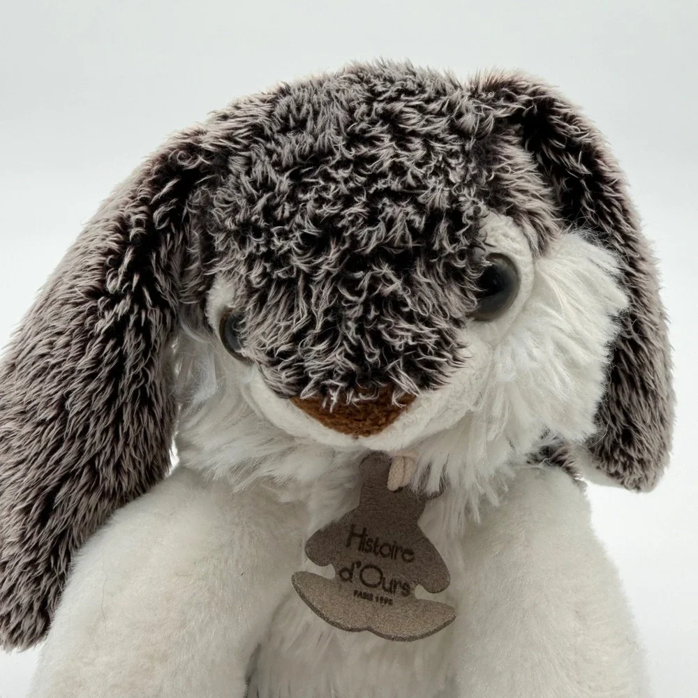 HISTOIRE D‎ OURS Lapin Moka Grey White Plush Bunny Rabbit French Toy Cottagecore